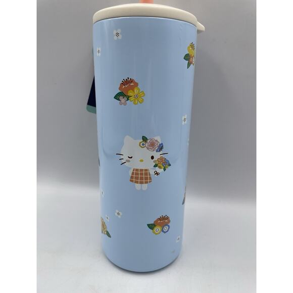 Zak Designs Hello Kitty 16oz Insulated Tumbler W/ Straw & Lid Blue Floral NEW - Picture 3 of 7